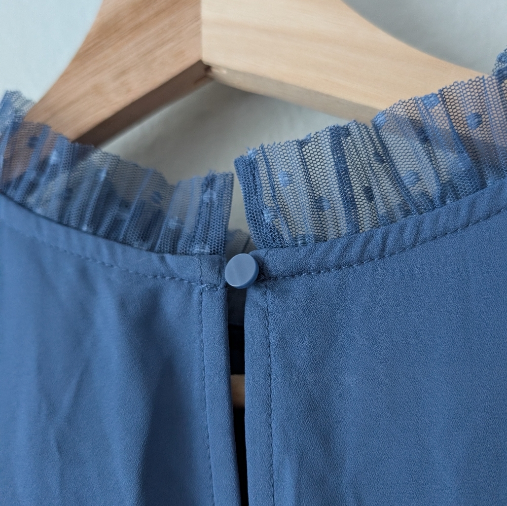 Cute Blue Puff Sleeve Top - Picture 3 of 5